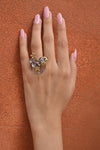 Silver Fusion Bird Leaf Ring