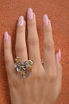 Silver Fusion Bird Leaf Ring