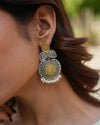 Dual Tone Silver Earrings with Traditional Motifs