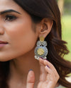 Dual Tone Silver Earrings with Traditional Motifs