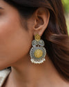 Dual Tone Silver Earrings with Traditional Motifs