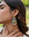 Dual Tone Silver Earrings with Traditional Motifs