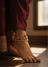 Barat Meenakari Silver Anklet