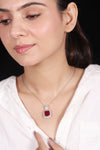 Silver Minimalist Ruby Pendant