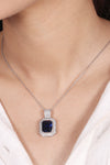 Silver Minimalist Gigantic Blue Pendant