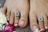 Silver Green Stone Toe Ring ( pair )