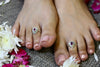 Silver Purple Stone Toe Ring ( pair )