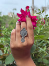 Silver Oxidised Fish Ring