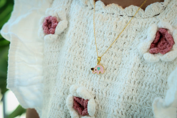 SilverTiny Elephant Shaped Pendant and Earrings for Kids