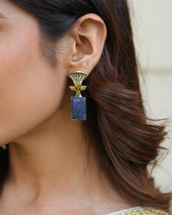 Lapis Lazuli Oxidised Silver Earrings