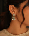 Minimal Oxidised Silver Earrings with Delicate Pearl Poai