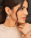 Minimal Oxidised Silver Earrings with Delicate Pearl Poai