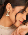 Minimal Oxidised Silver Earrings with Delicate Pearl Poai