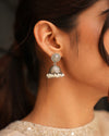 Minimal Oxidised Silver Earrings with Delicate Pearl Poai