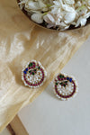 Colorful Meenakari Style Silver Earring with Pearls
