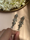 Temple-Inspired Silver Oxidised Earrings with Floral Jhumki Design
