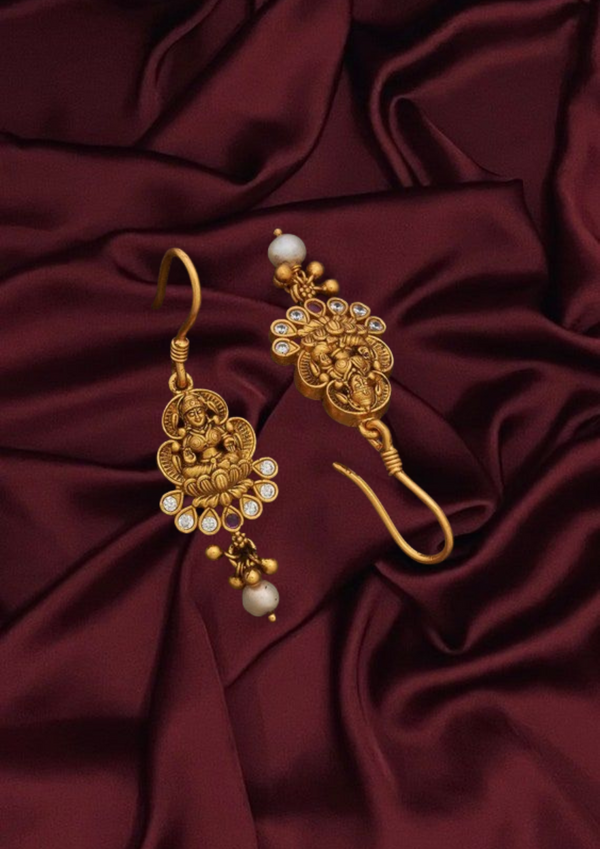 Majestic Silver Temple Earrings with Divine Gold Craftsmanship