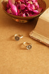 Floral Charm Oxidised Silver Toe Rings ( pair )