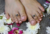 Silver Double Flower Toe Ring ( pair )